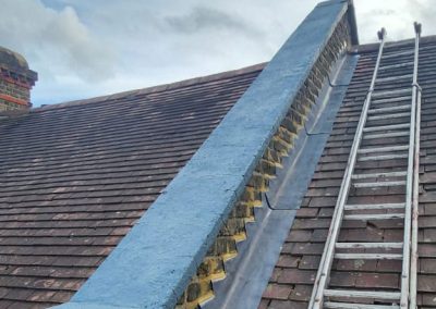 claygate roofing and guttering ladder on roof