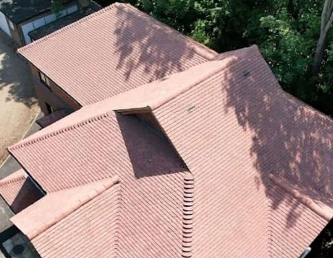 [Location] roofing and guttering ariel shot of roof